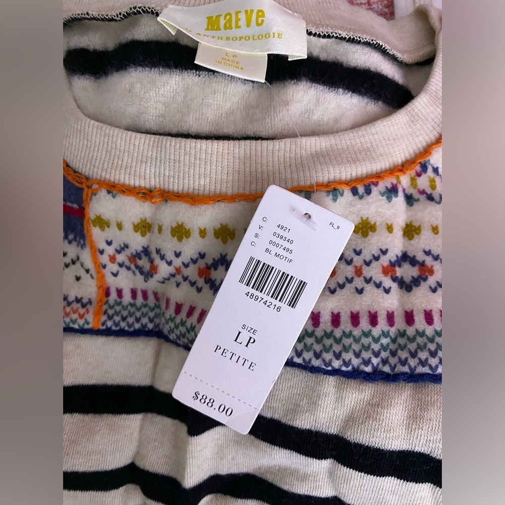 Anthropologie Finn Striped Pullover Top new SIZE LP PL petite size - Picture 9 of 9